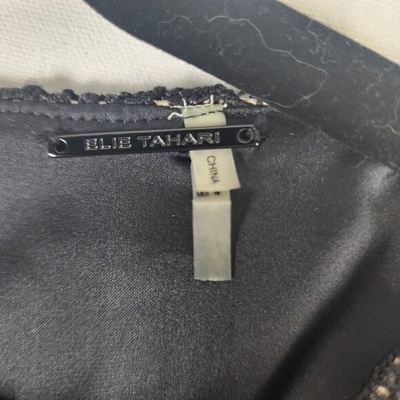 Elie Tahari Lace Overlay Asymmetrical Hem Midi Dress 4 - Picture 3 of 8